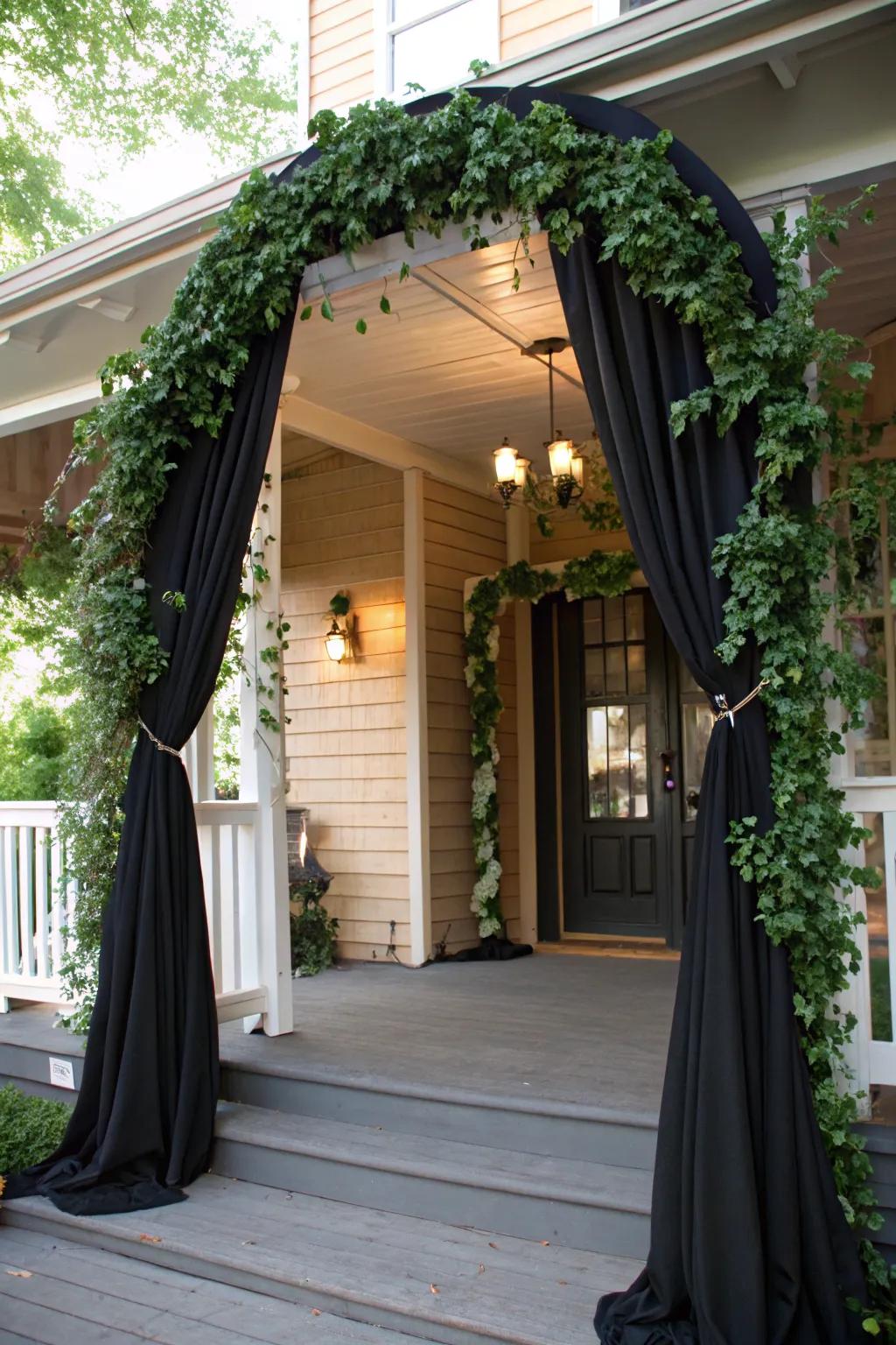 A spectral arch beckons visitors into the Halloween vista.