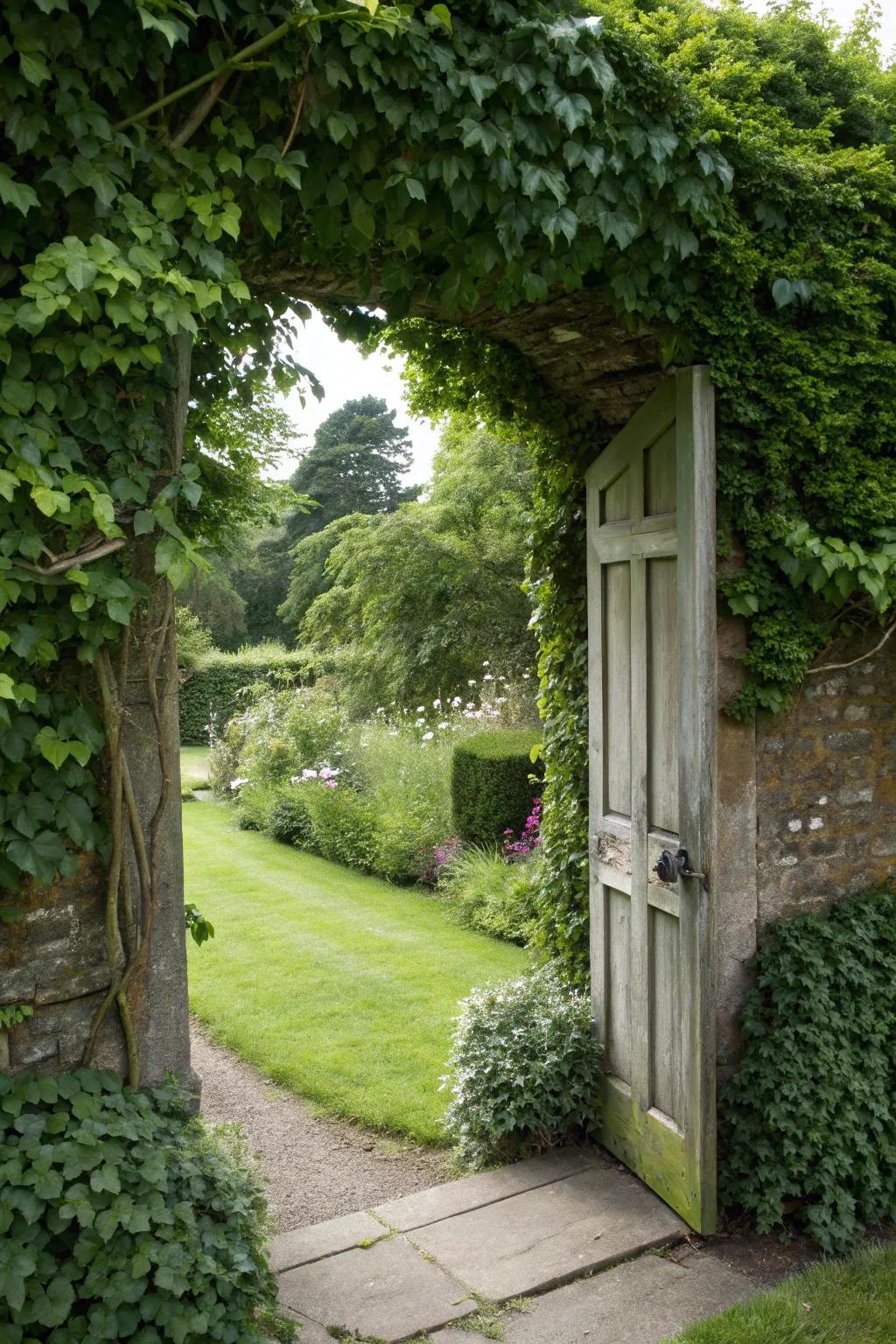 Nature's disguise conceals this garden portal in plain view.