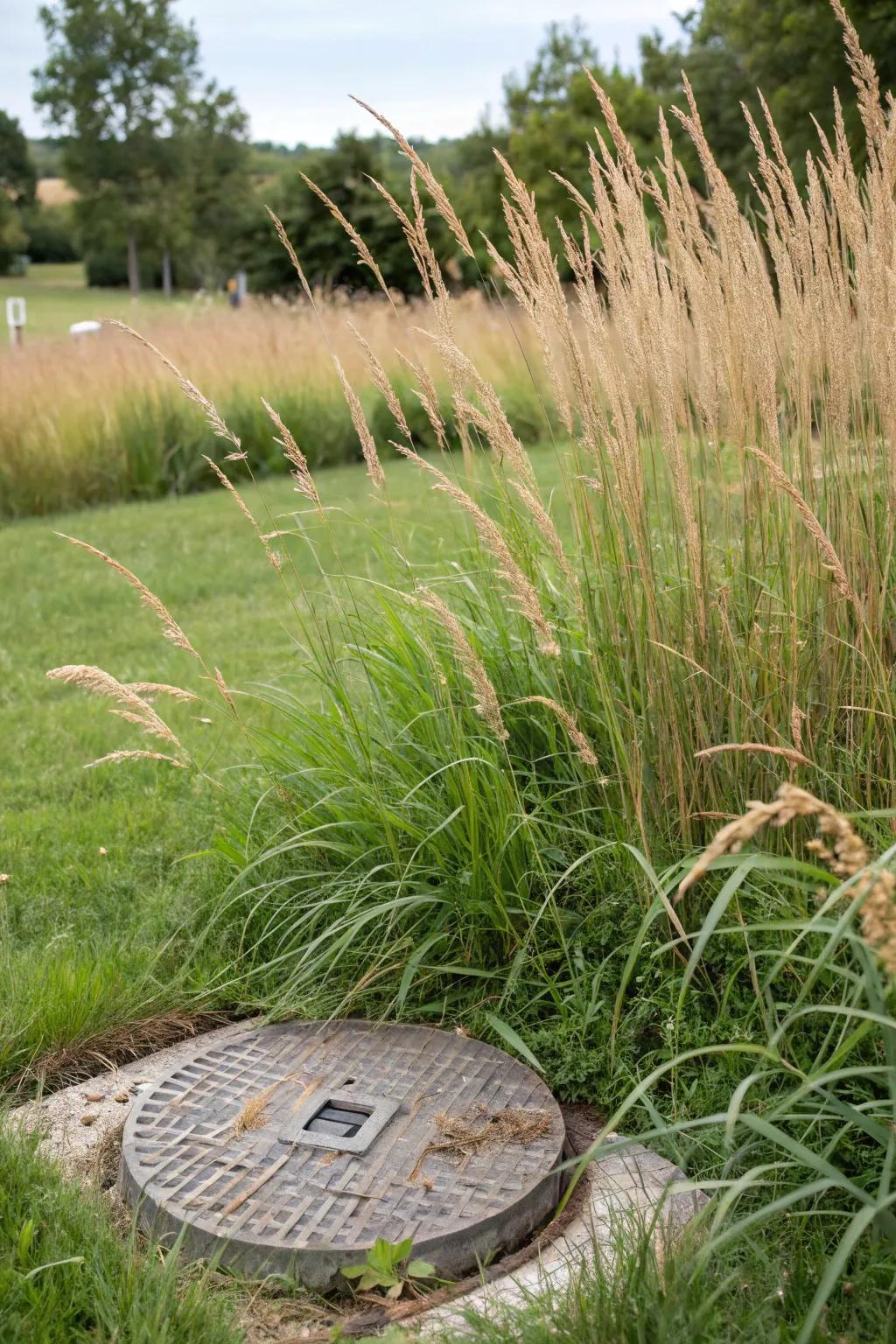 Tall grasses present an organic, flowing concealment.