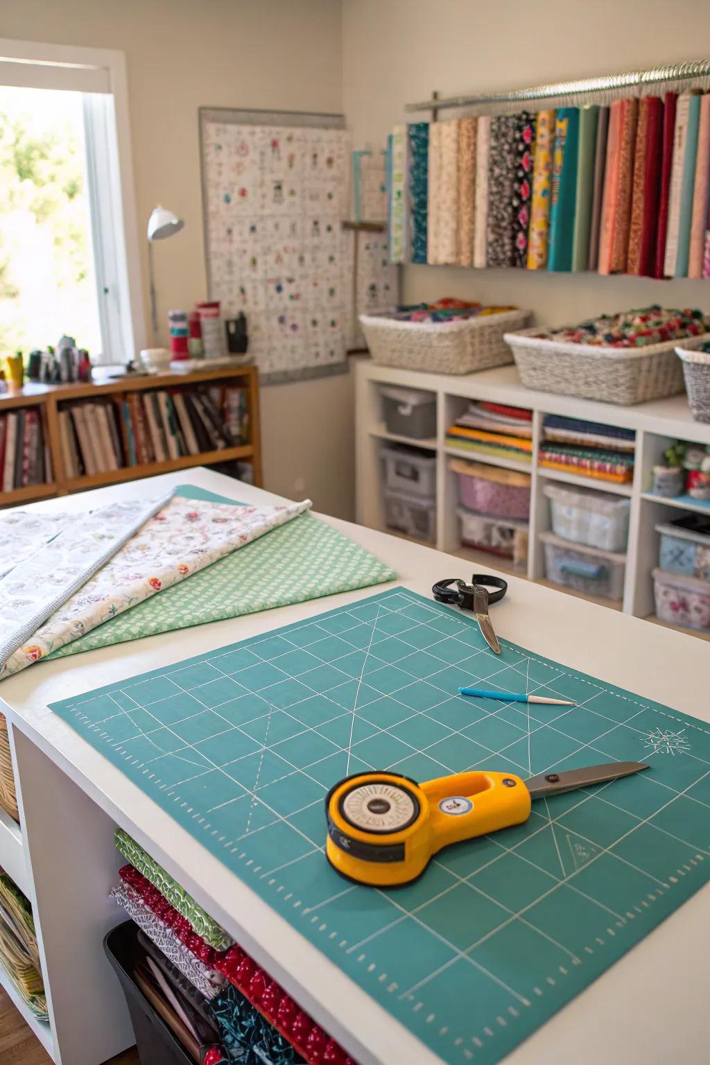 A designated cutting corner ensures precision and efficiency.