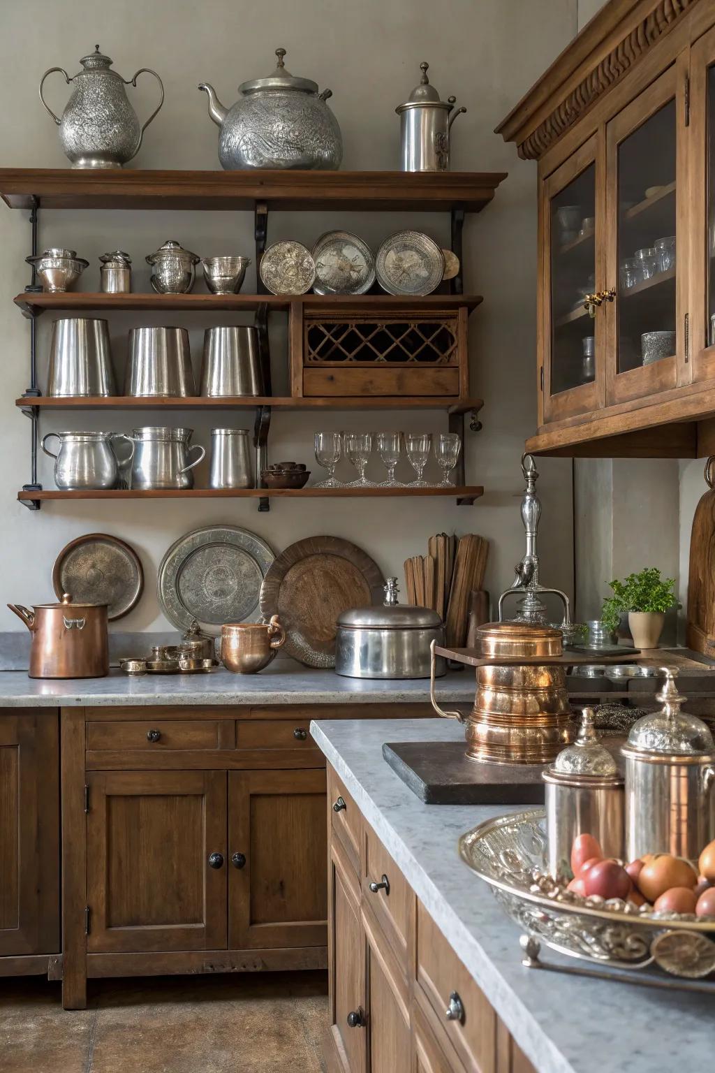 Mixed metals add chic sparkle to the kitchen.