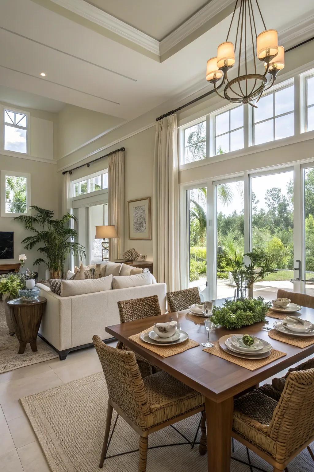 An open arrangement enhances the feeling of space and connectivity.