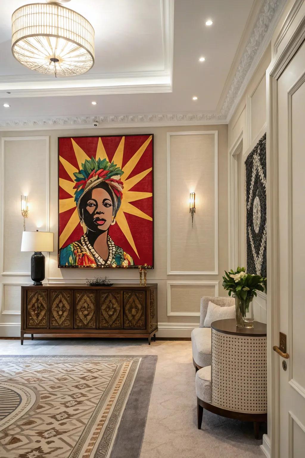 A space featuring a bold statement piece as the central attraction.