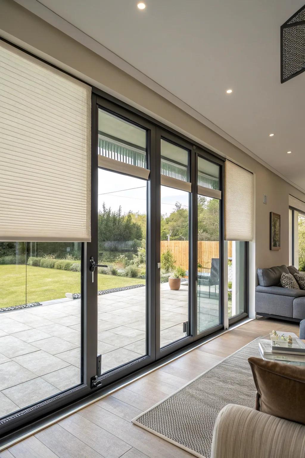 Tech blinds provide convenience and modernity.