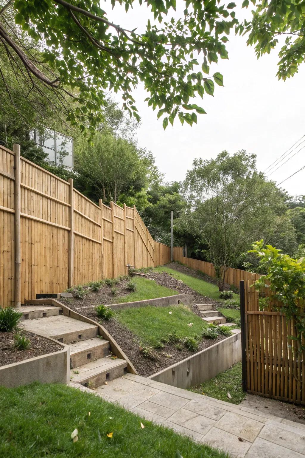 Screening panels provide seclusion and elegance.