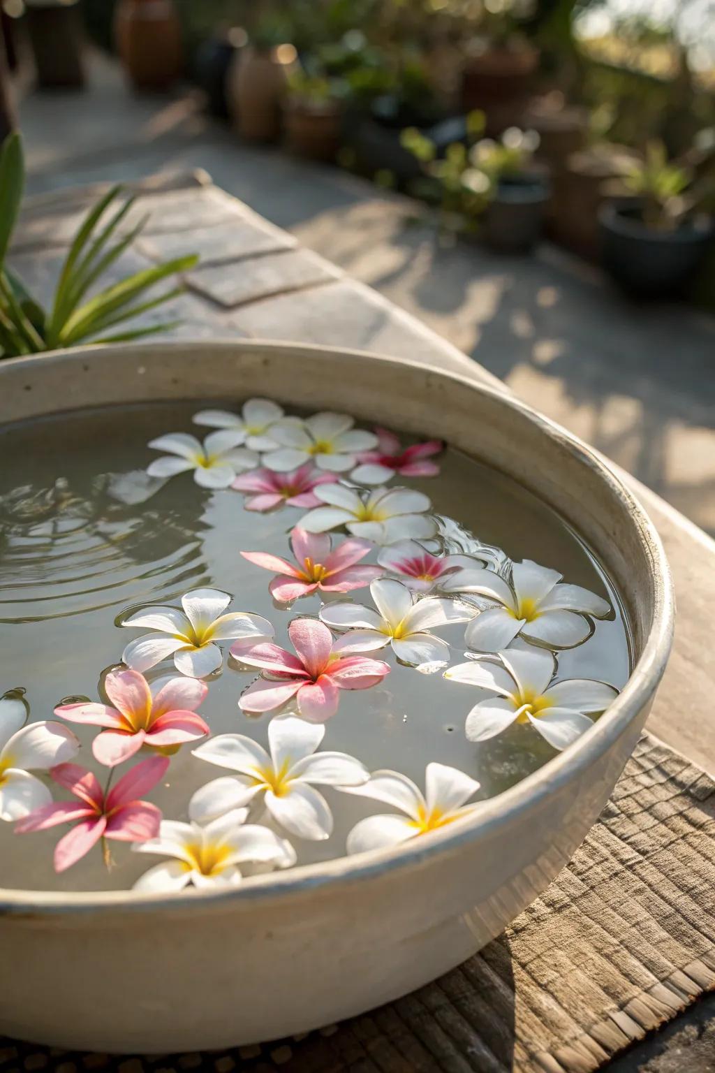 Drifting flowers establish a serene and sophisticated table centerpiece.