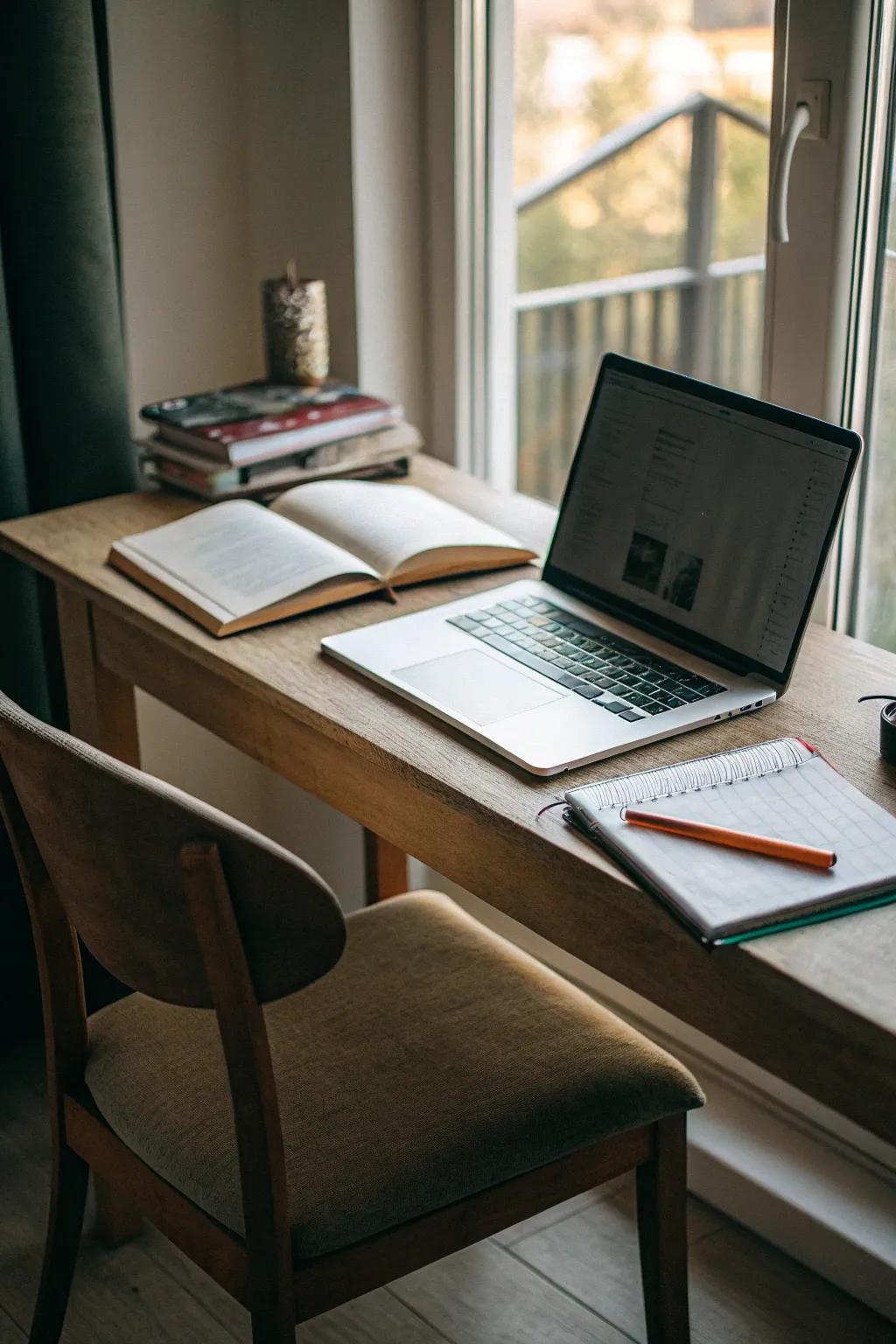 A corner desk can create a functional workspace.