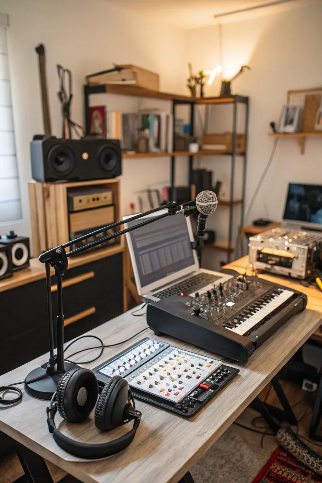 Moveable recording gear maintains adaptability and prevents clutter.