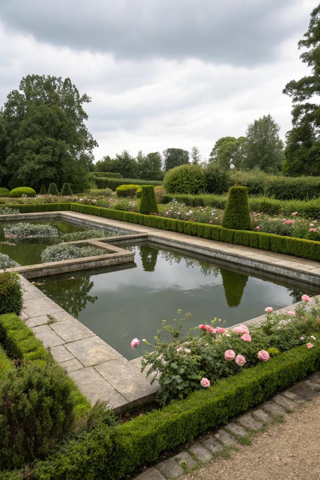 Geometric forms lend a modern twist to small pond designs.