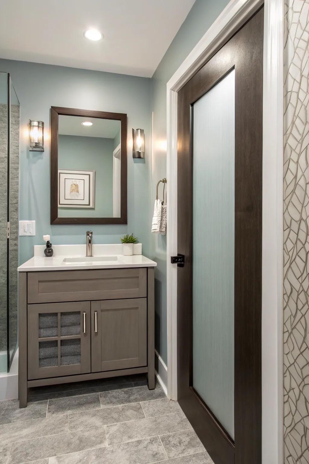 Pocket doors save space and provide easy transitions.