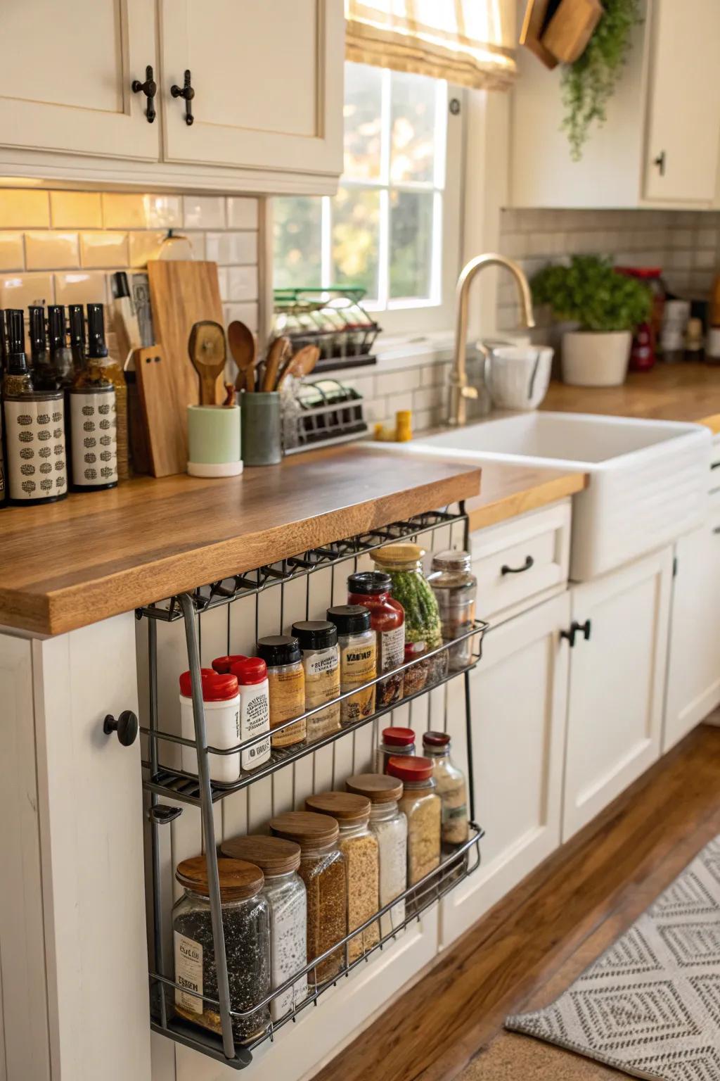 Below-cabinet units streamline kitchen storage.