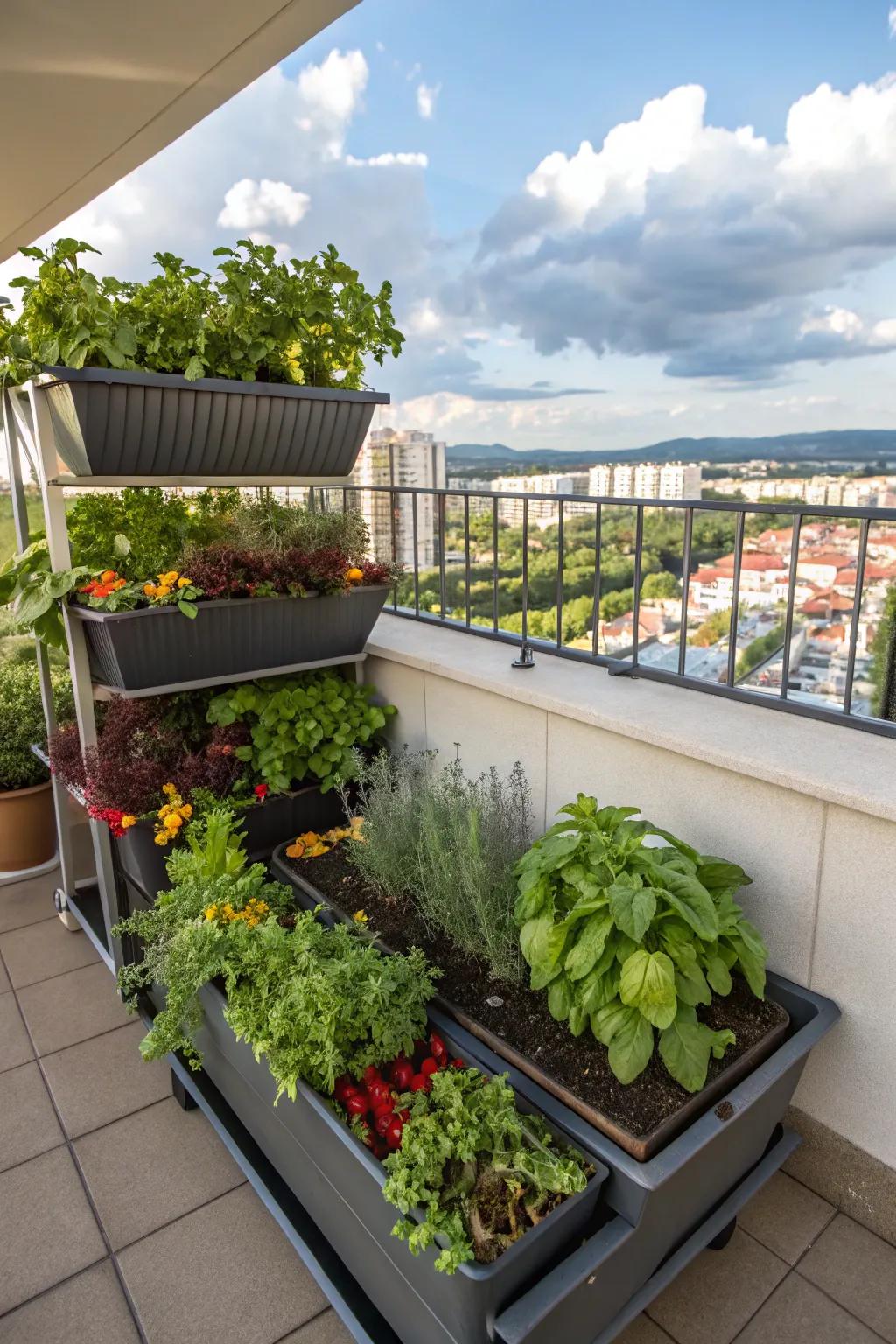Veranda containers transmute urban locales into lush garden expanses.