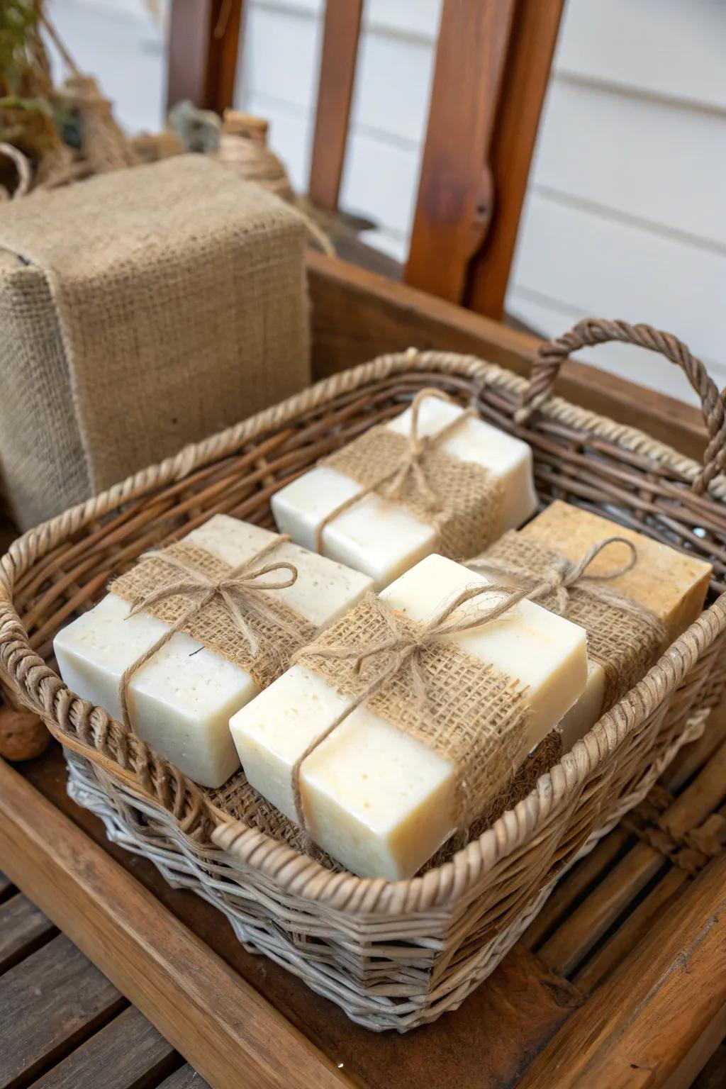 Country-wrapped soaps that radiate farmhouse charm.
