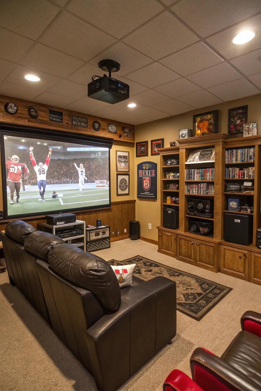 A movie projector system elevates the entertainment experience.