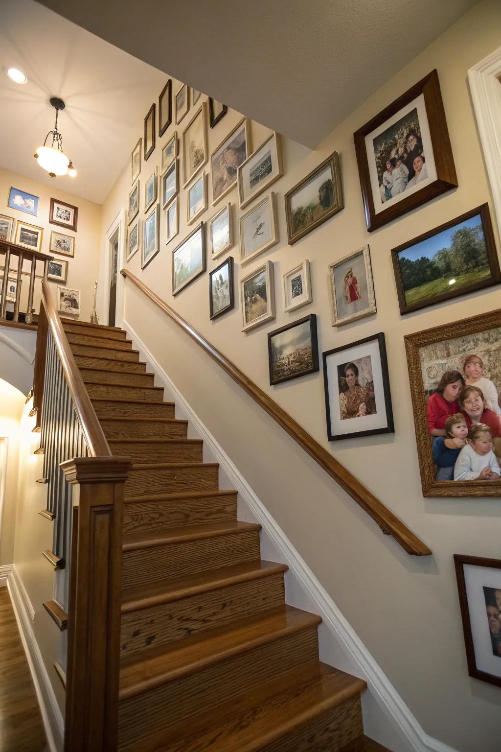 Personal photos add an intimate feel to the gallery wall.