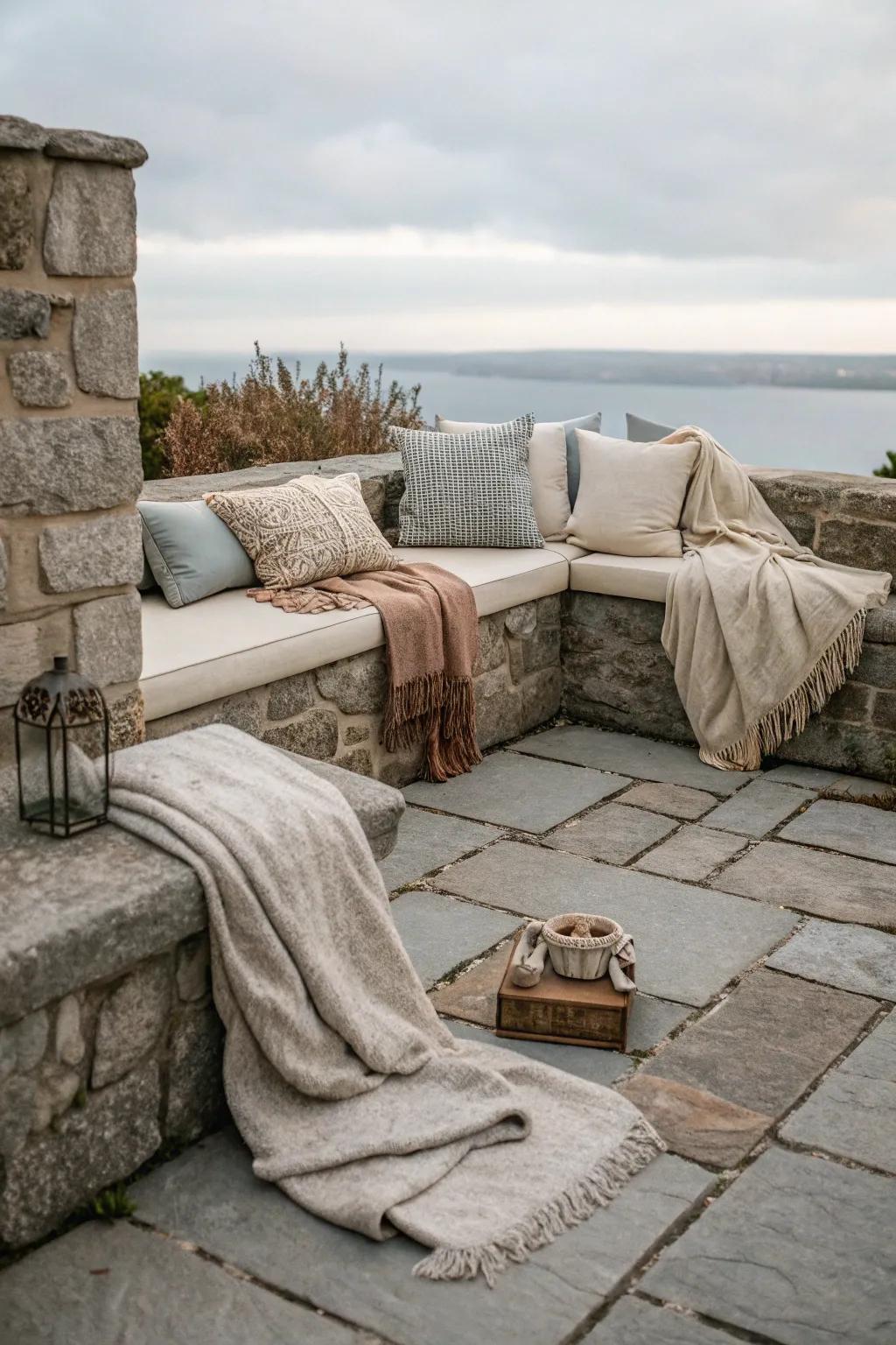 A toasty retreat on a stone patio excellent for relaxation.