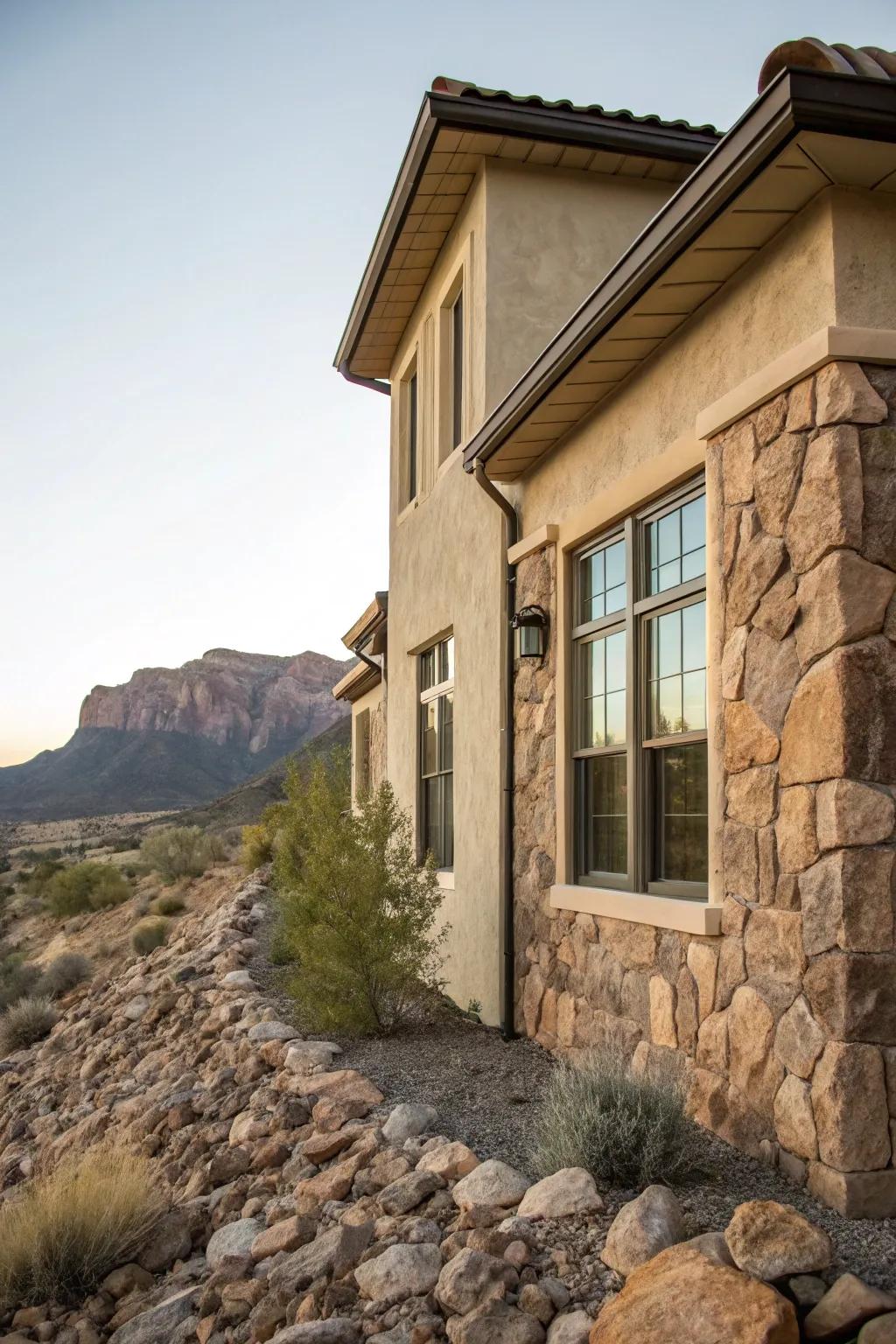 Stone-inspired edges introduce a timeless allure to this natural setting.