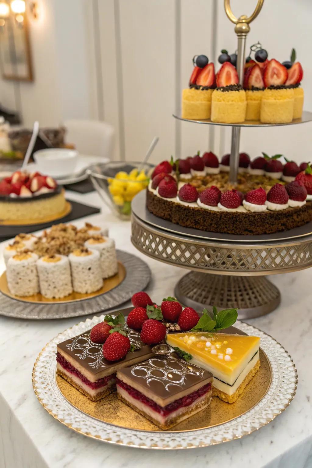 A delightful sweet display adds sweetness and visual appeal to the tea party.