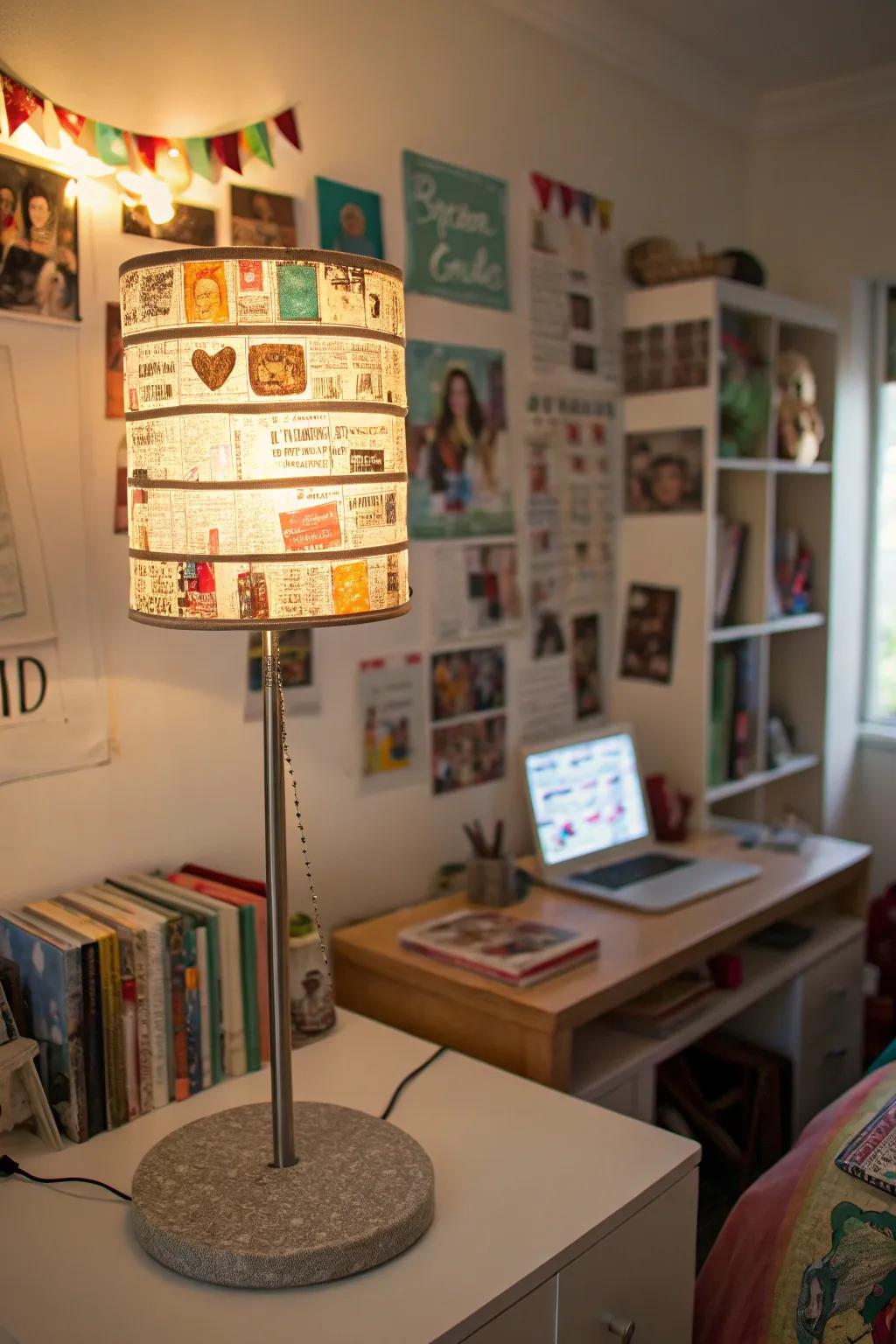 DIY lighting projects add a personal touch to the room.