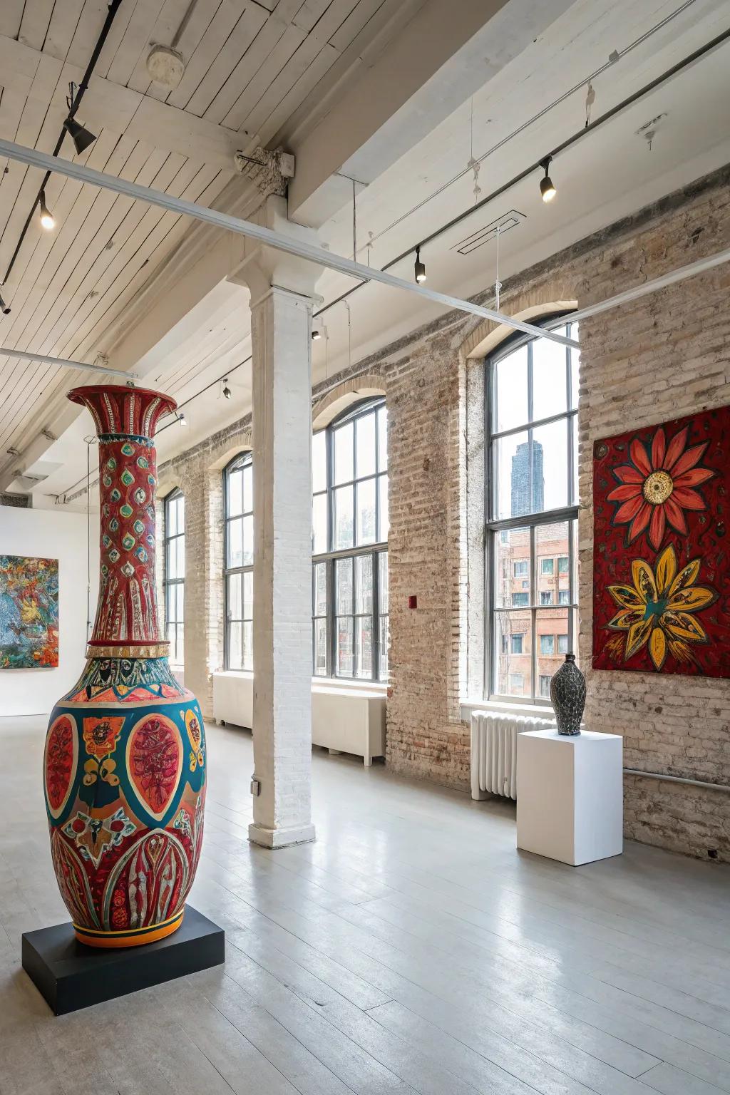 With its interactive design, this 3D textured art piece enthralls in this chic urban loft.