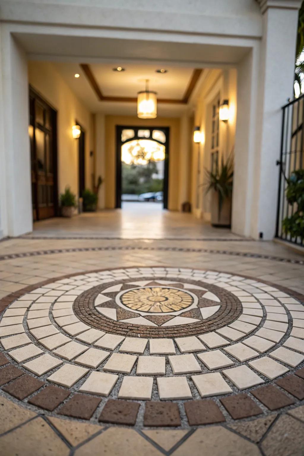 A circular rectangular tile layout makes a bold statement in this entry.