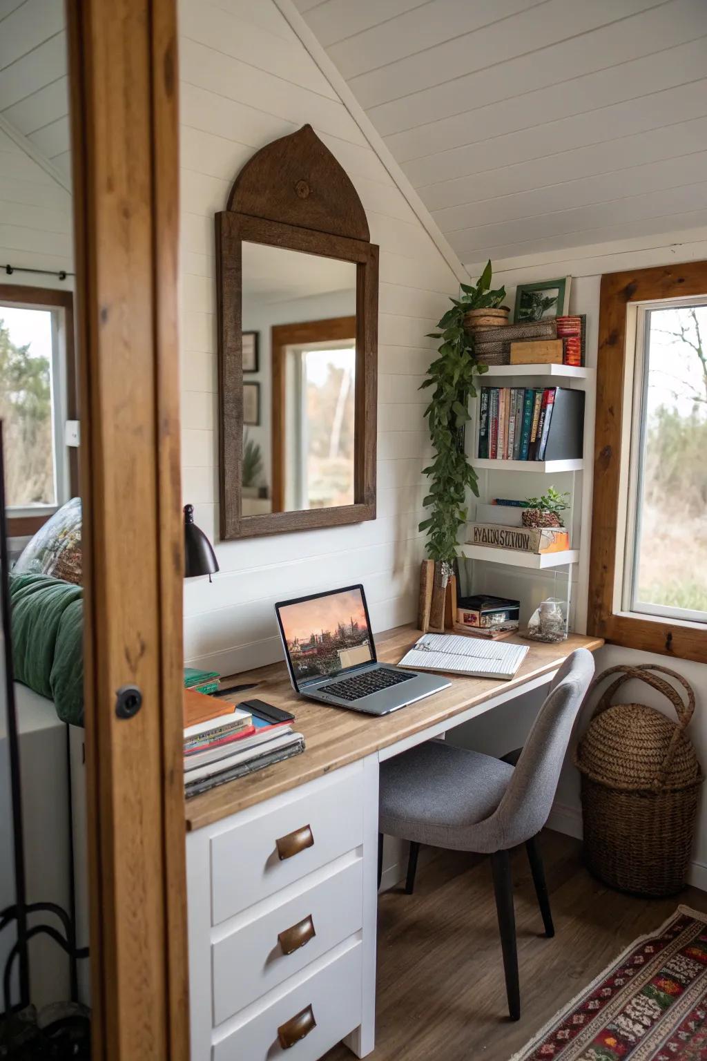 Mirrors are able to visually broaden and brighten a confined zone.