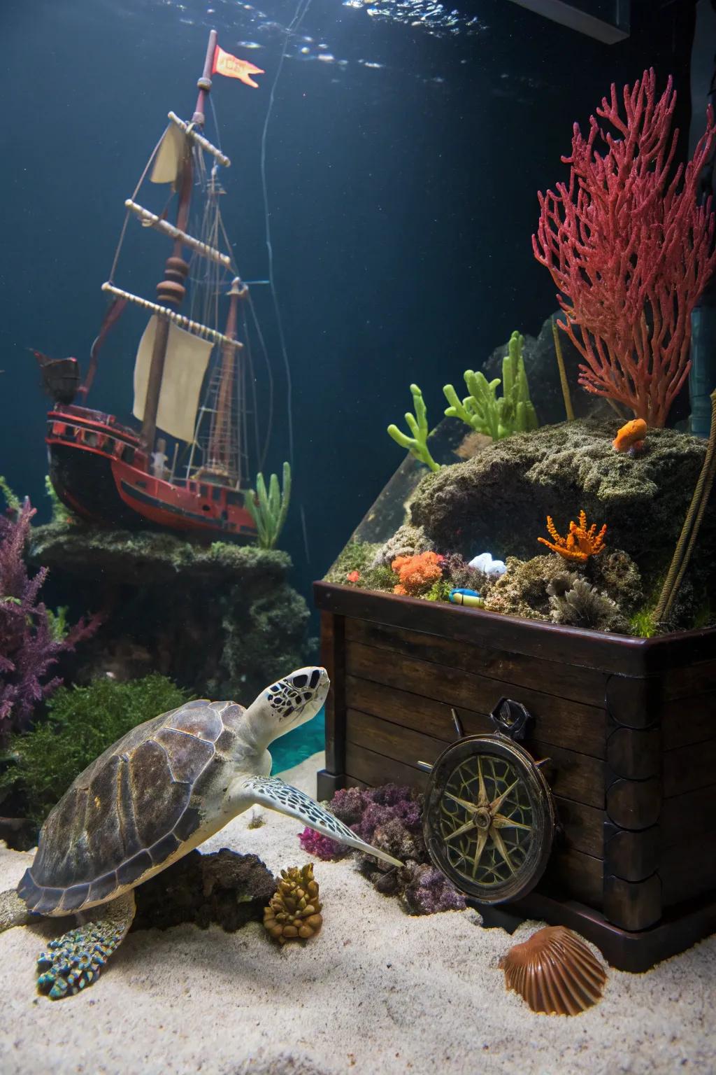 A themed tank adds a special story and charm to your turtle's habitat.