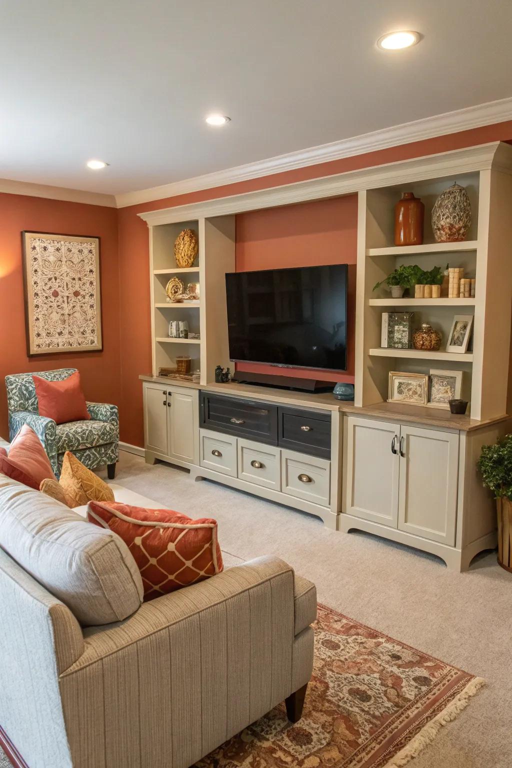 A serene living room celebrated for its well-coordinated color palette.
