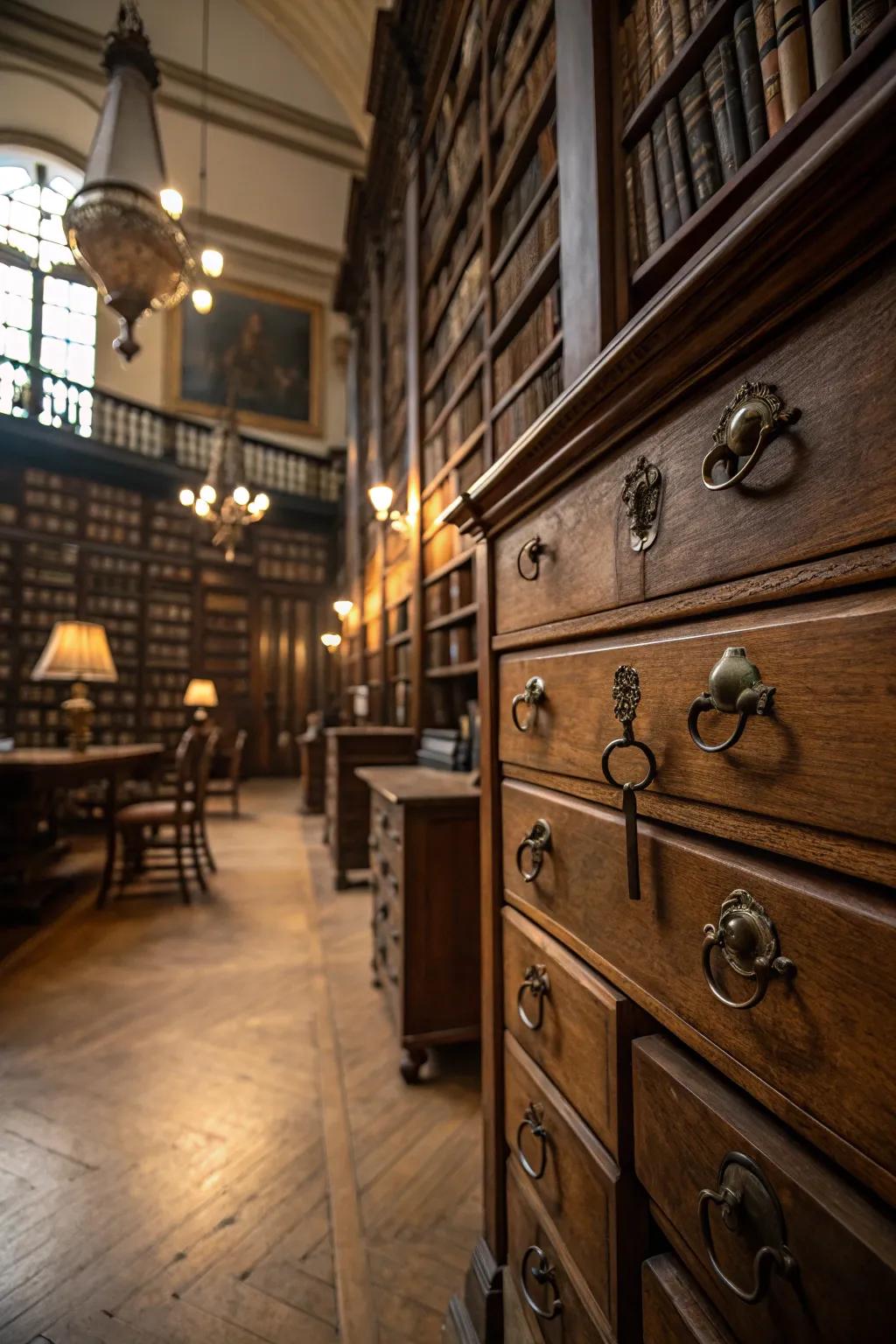 Unlock charm with heirloom latch decor.