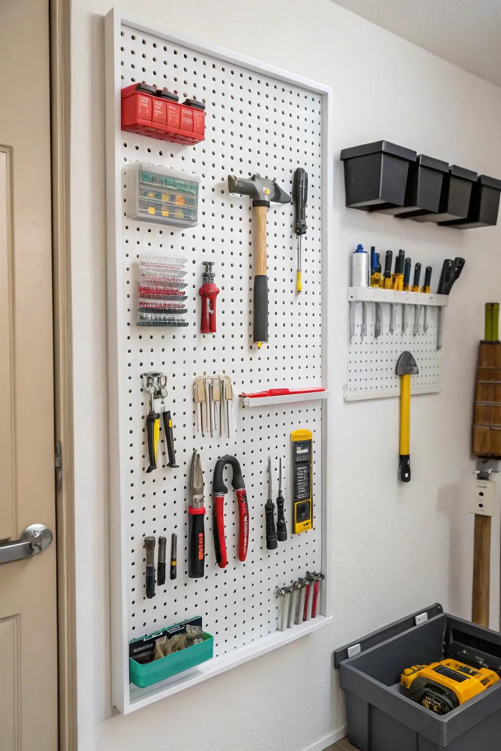 Pegboards are a customizable and effective way to arrange your closet.