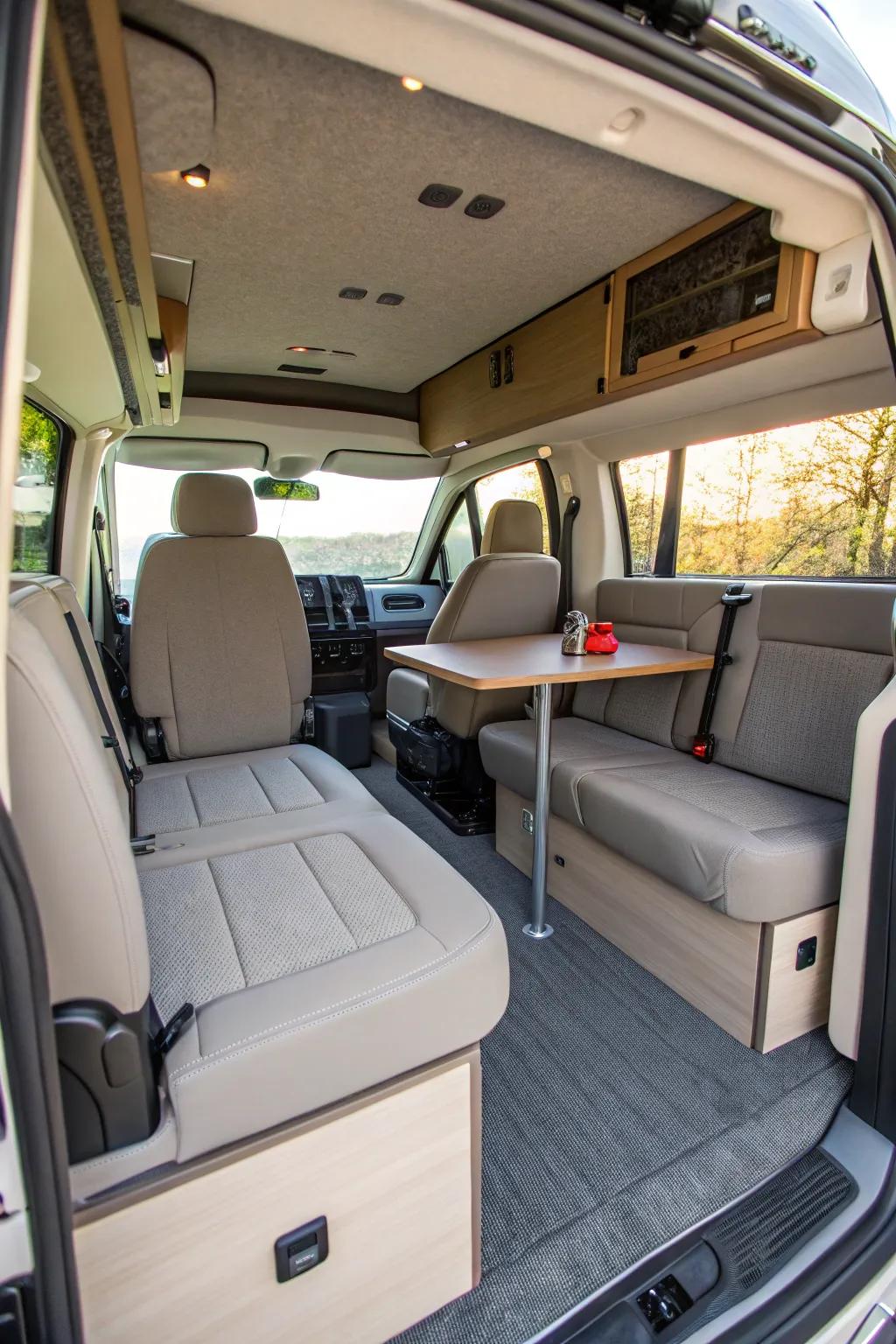 Revolving seats enhance adaptability and optimize the allocation of space.