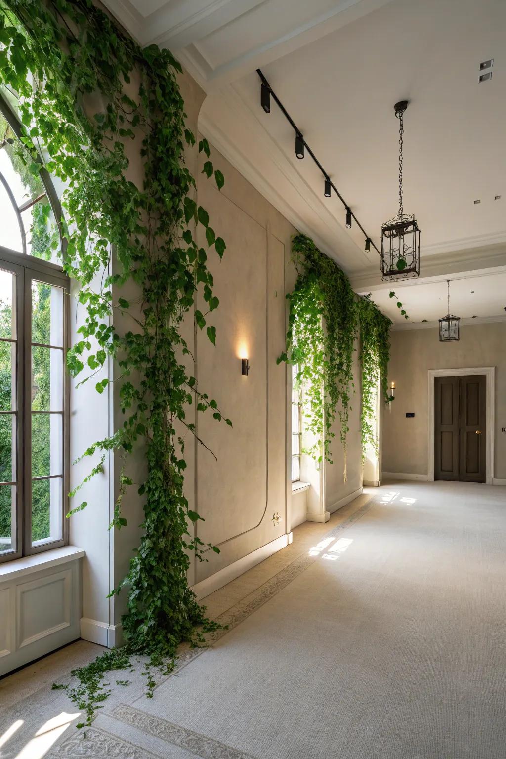 Revitalize a neutral palette with a splash of green from vines.