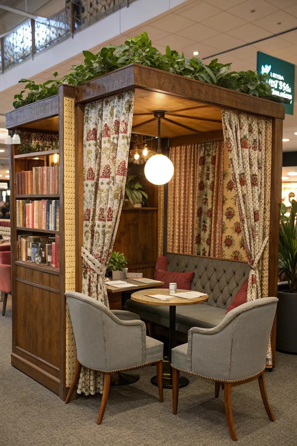 A relaxation spot invites booth visitors to relax and stay longer.