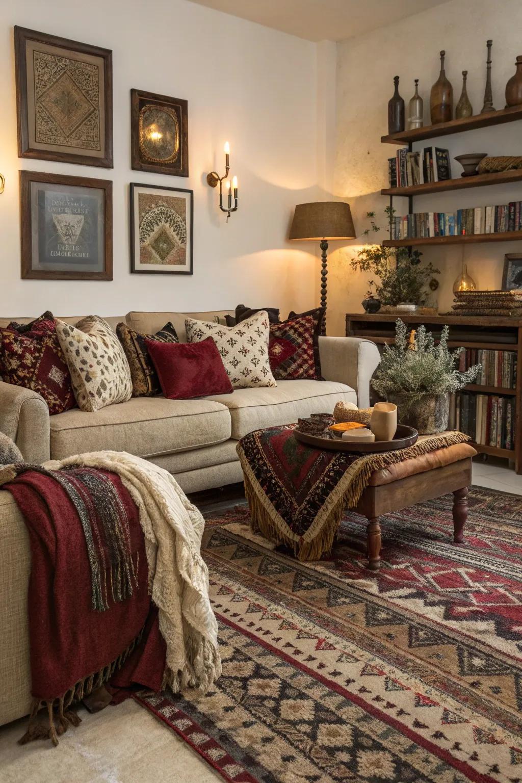 Multi-layered design brings depth and warmth to your living room.