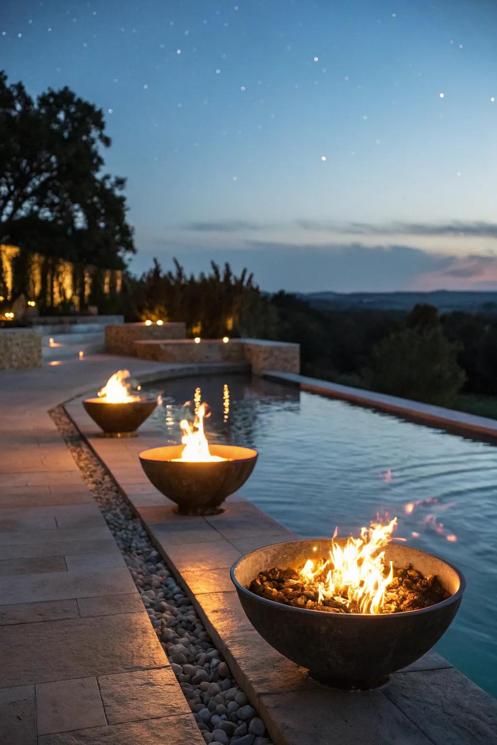 Combustion elements enrich the appeal of your pool area by introducing both warmth and refinement.