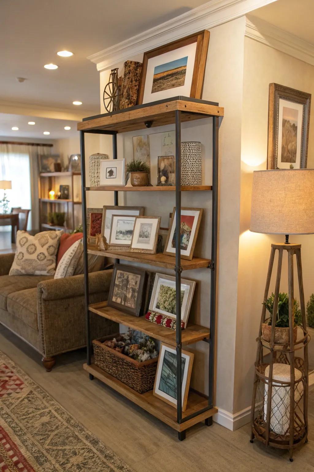 Gallery shelves which encourage dynamic presentations.