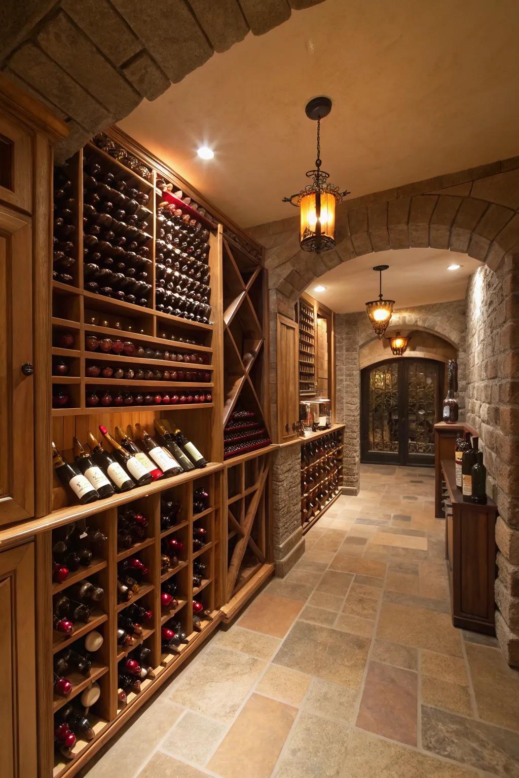Cellar-style displays highlight large assortments.