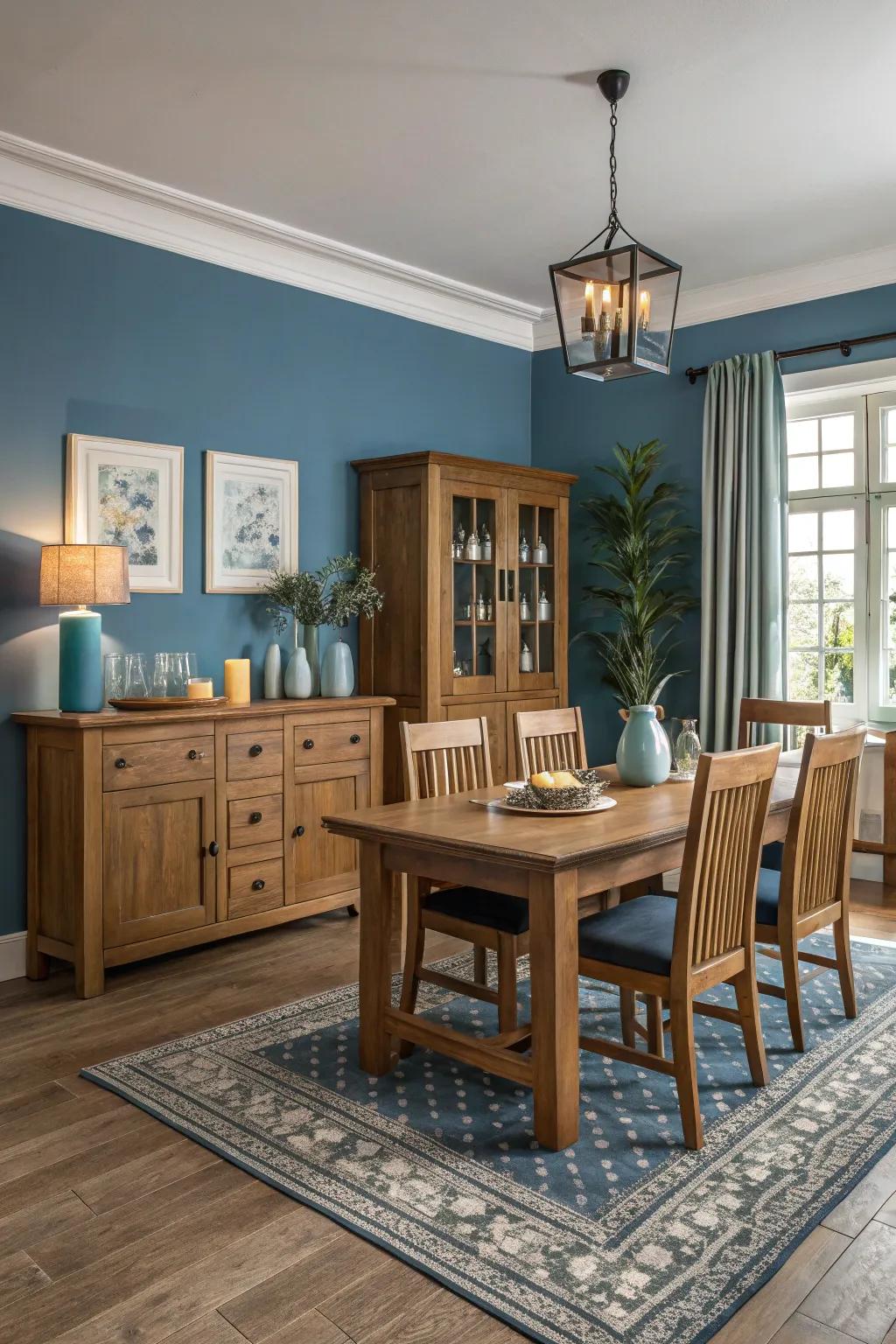 Achieve a cohesive aesthetic by matching furnishings with your cerulean paint.