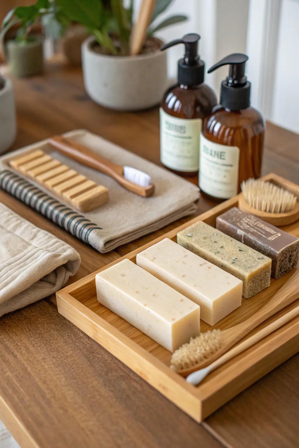 Eco-conscious selections support a sustainable wedding celebration.