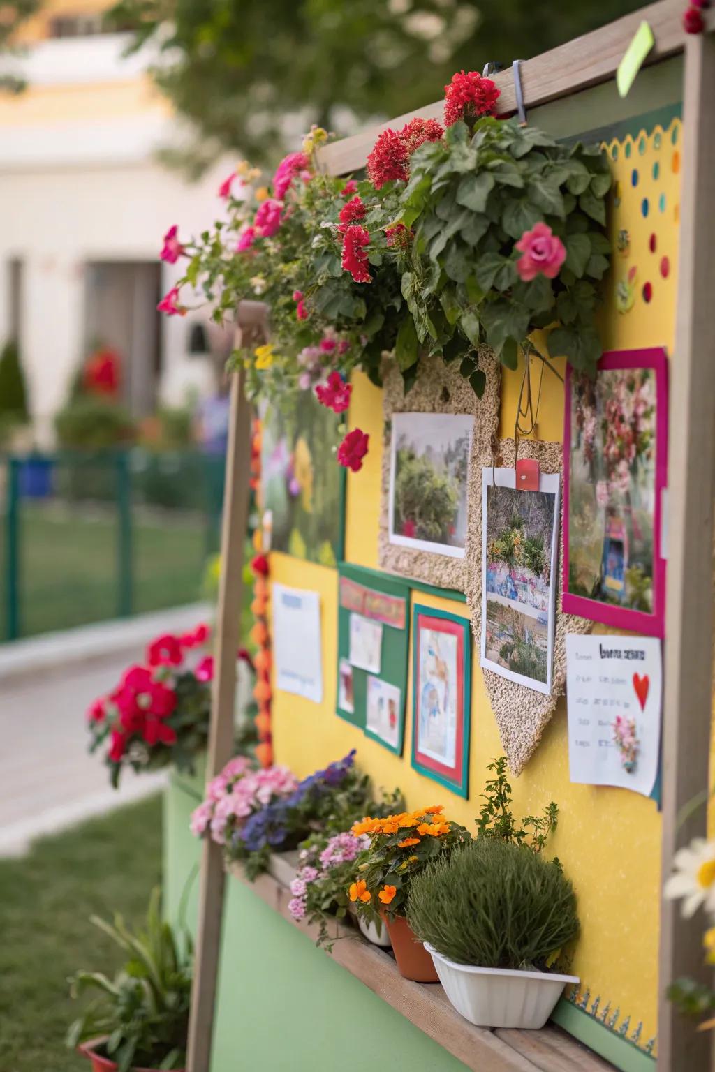 A garden-themed board to portray individual growth and education inside the learning space.