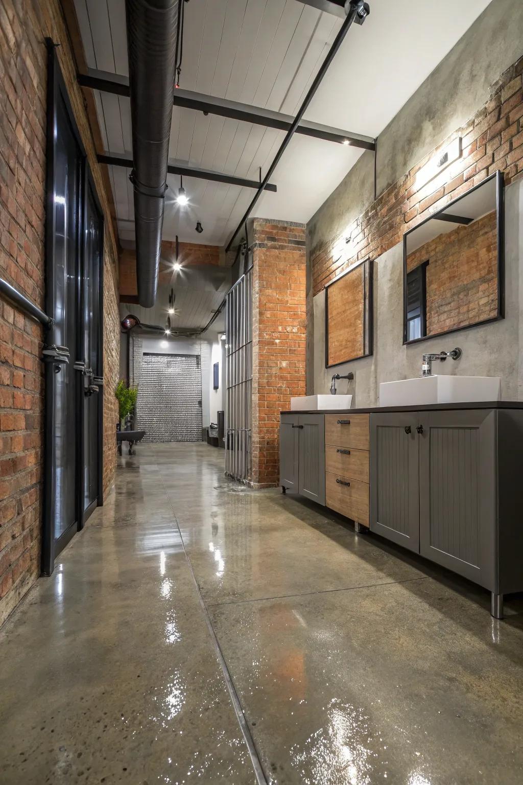 Tangible decking integrates a modern factory-style aura to wet rooms.