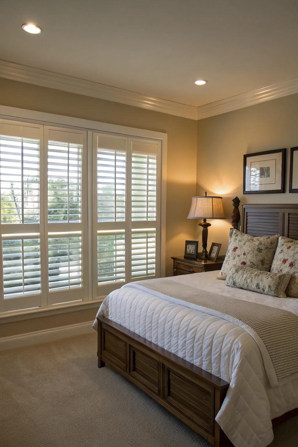 Plantation shutters deliver classic style and light management.