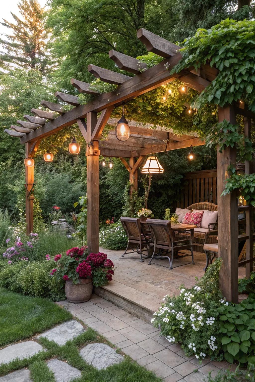 Form a shaded sanctuary with a timber shade structure.