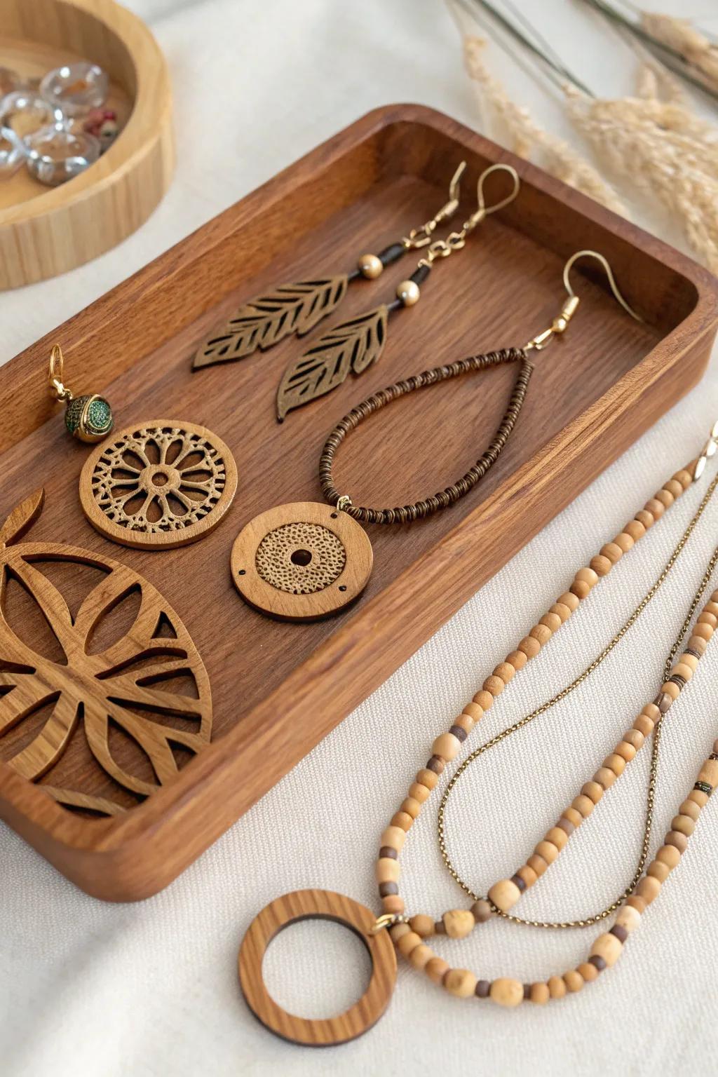 Adorn yourself via the organic refinement of timber adornments.
