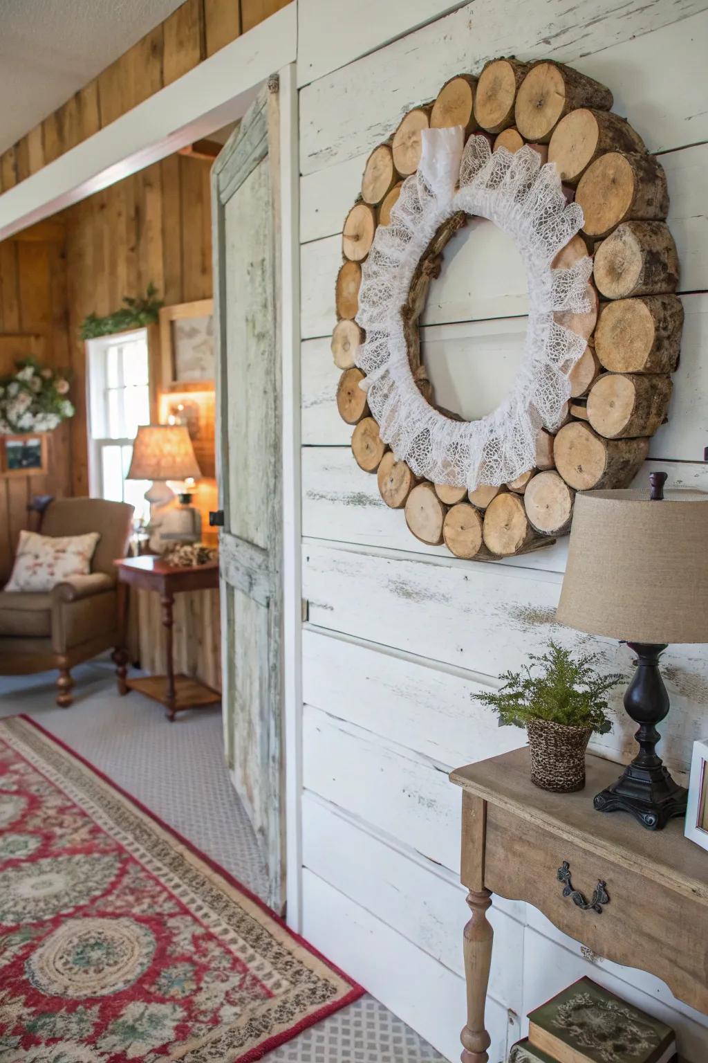 Vintage Textile and Wooden Disc Amalgamation for sentimental refinement.