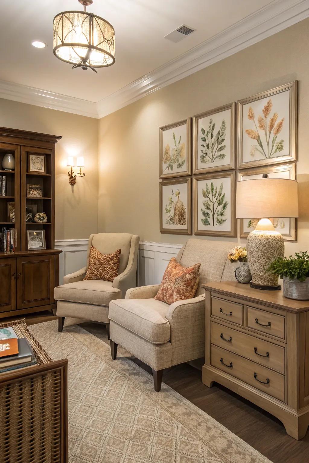 Visual harmony fashions a balanced, harmonious space.