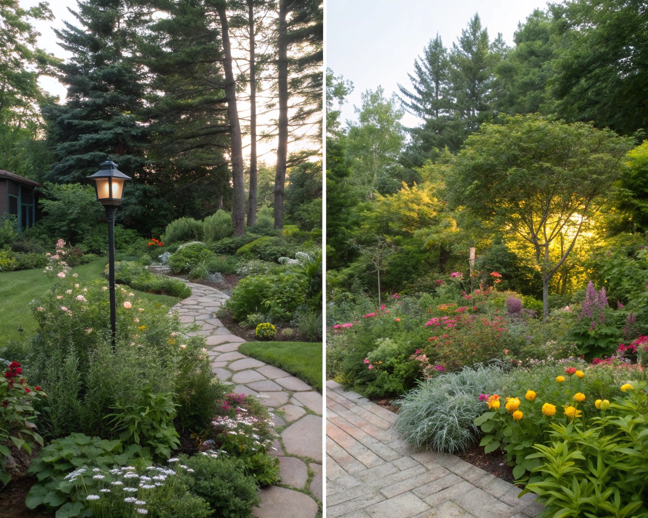 Assessing various shade environments in a residential garden.
