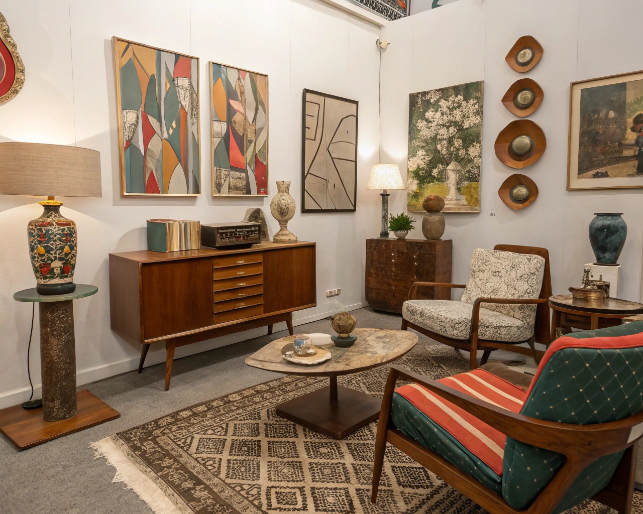 Found object art challenges traditional art boundaries within home interiors.
