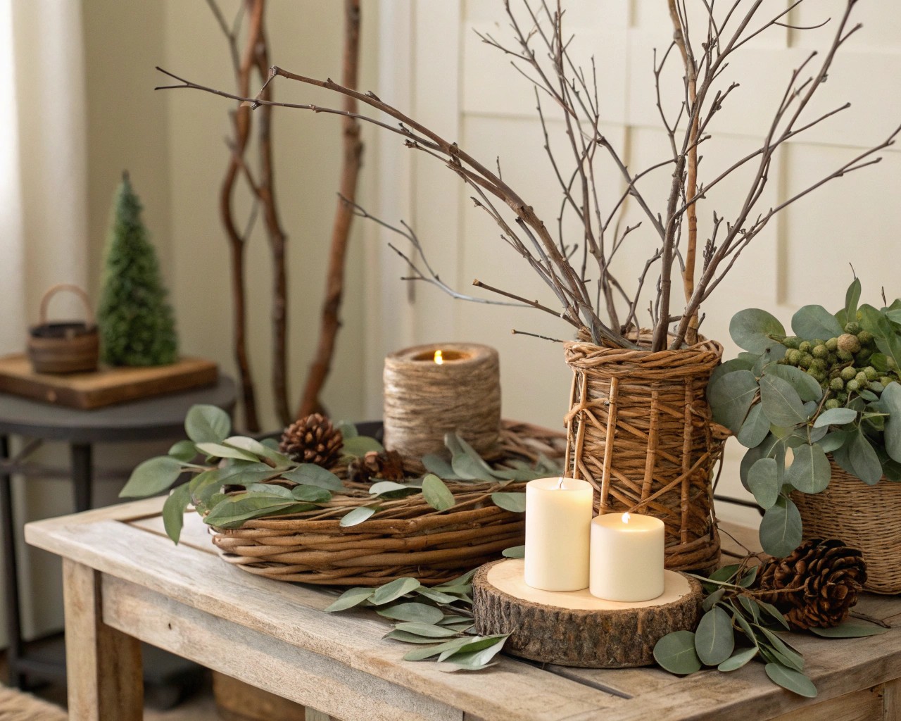 Incorporate natural elements to evoke atmospheric and organic residential charm.