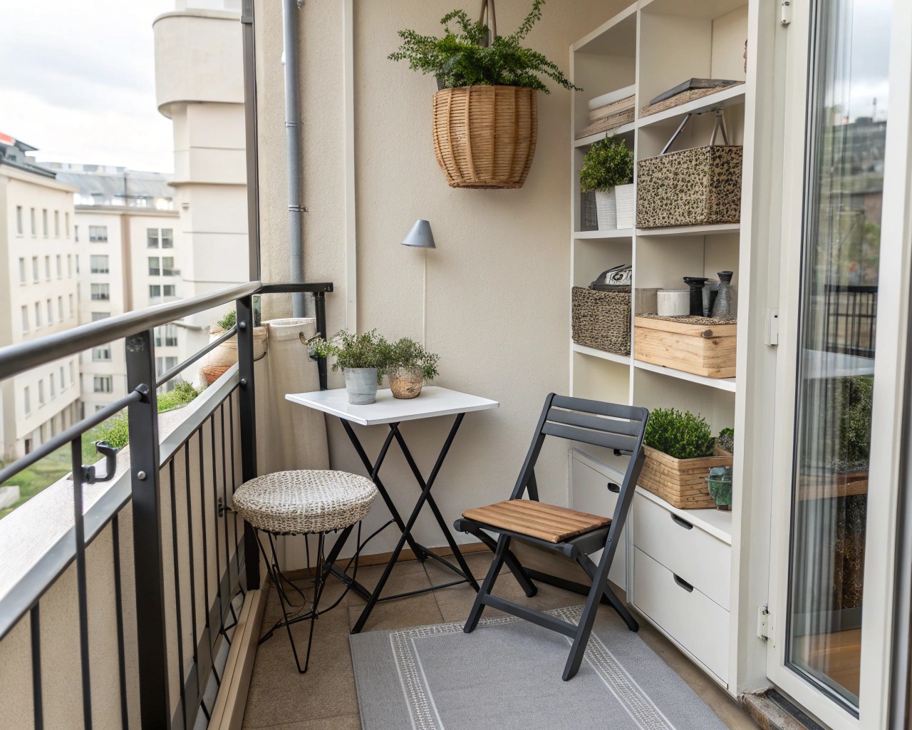 Optimize your balcony space with multi-functional furniture solutions.